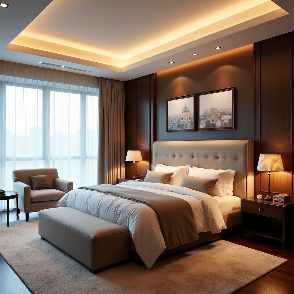 Elegancka sypialnia z garderobą